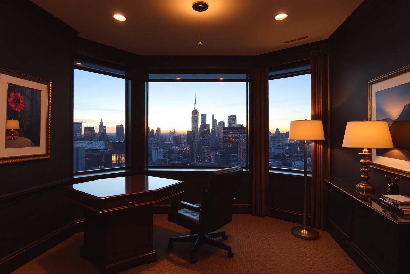 Executive office at dusk
