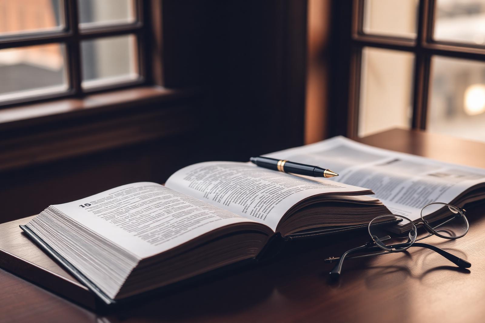 Open book and notes on a desk